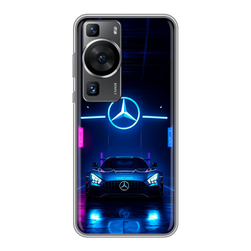 Силиконовый чехол на Huawei P60 Pro с принтом Mercedes Мерседес