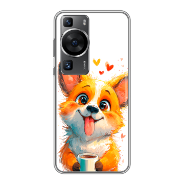 Силиконовый чехол на Huawei P60 Pro с принтом корги Силиконовый чехол на Huawei P60 Pro с принтом корги
