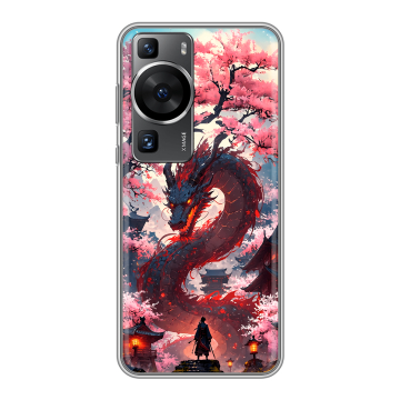 Силиконовый чехол на Huawei P60 Pro с принтом Дракон Японский