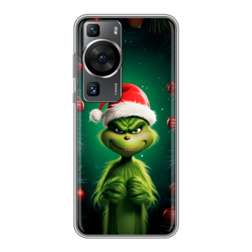 Силиконовый чехол на Huawei P60 Pro с принтом Гринч Новый год Рождество Силиконовый чехол на Huawei P60 Pro с принтом Гринч Новый год Рождество