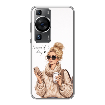 Силиконовый чехол на Huawei P60 Pro с принтом женский