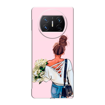 Пластиковый чехол на Huawei Mate X3 с принтом Девушка и букет Пластиковый чехол на Huawei Mate X3 с принтом Девушка и букет