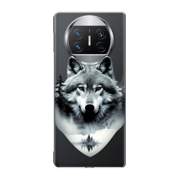 Пластиковый чехол на Huawei Mate X3 с принтом Волк в лесу