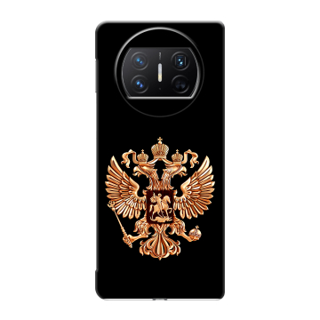 Пластиковый чехол на Huawei Mate X3 с принтом Герб России золотой
