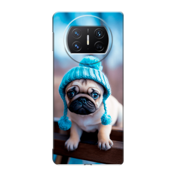 Пластиковый чехол на Huawei Mate X3 с принтом Мопс в шапке