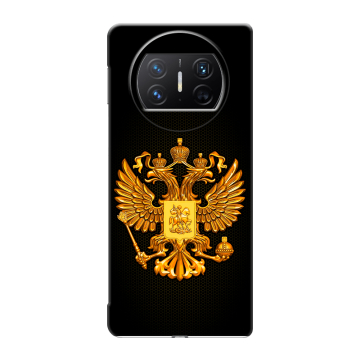 Пластиковый чехол на Huawei Mate X3 с принтом Герб России желтый Пластиковый чехол на Huawei Mate X3 с принтом Герб России желтый