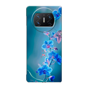 Пластиковый чехол на Huawei Mate X3 с принтом Голубые цветы Пластиковый чехол на Huawei Mate X3 с принтом Голубые цветы