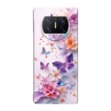 Пластиковый чехол на Huawei Mate X3 с принтом цветы бабочки Пластиковый чехол на Huawei Mate X3 с принтом цветы бабочки