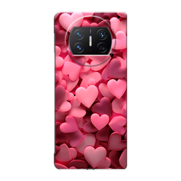 Пластиковый чехол на Huawei Mate X3 с принтом розовые сердечки