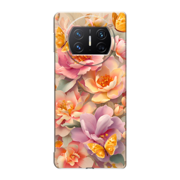 Пластиковый чехол на Huawei Mate X3 с принтом Цветы и бабочки