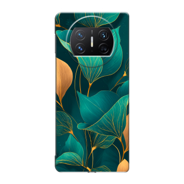 Пластиковый чехол на Huawei Mate X3 с принтом Листья и золото
