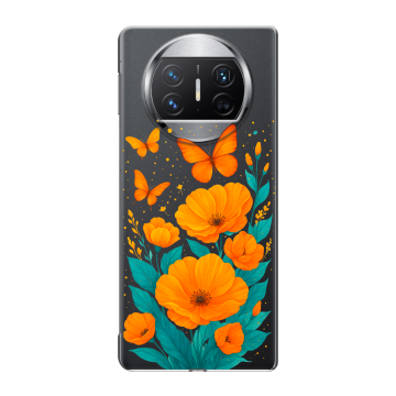 Пластиковый чехол на Huawei Mate X3 с принтом цветы бабочки