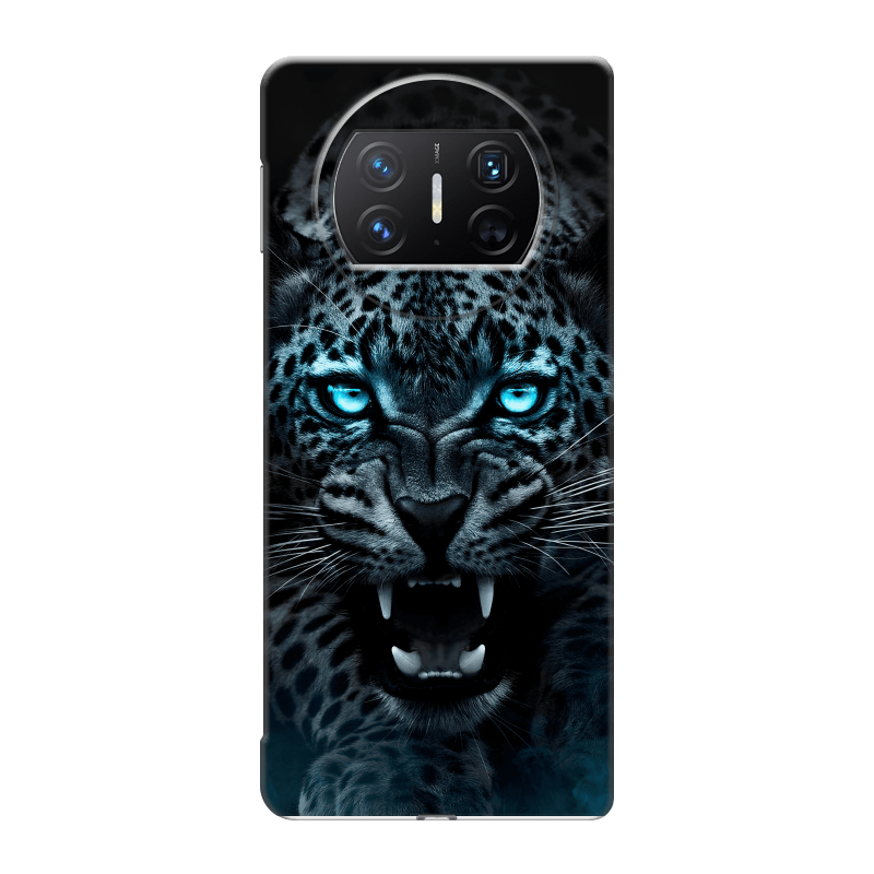 Пластиковый чехол на Huawei Mate X3 с принтом Темный леопард Пластиковый чехол на Huawei Mate X3 с принтом Темный леопард