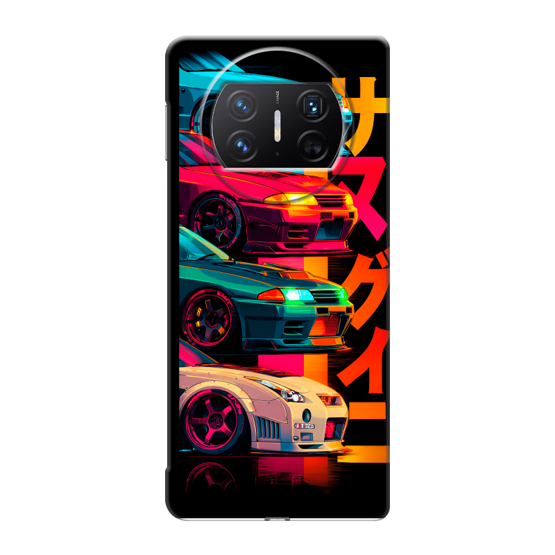 Пластиковый чехол на Huawei Mate X3 с принтом Гоночные машины Пластиковый чехол на Huawei Mate X3 с принтом Гоночные машины