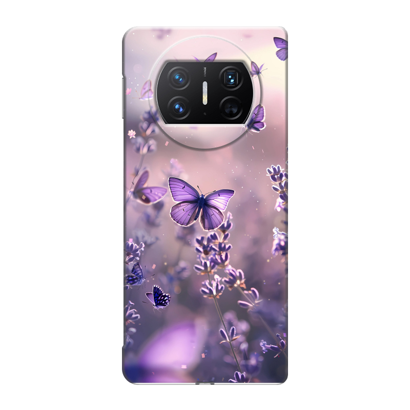 Пластиковый чехол на Huawei Mate X3 с принтом бабочки и лаванда Пластиковый чехол на Huawei Mate X3 с принтом бабочки и лаванда