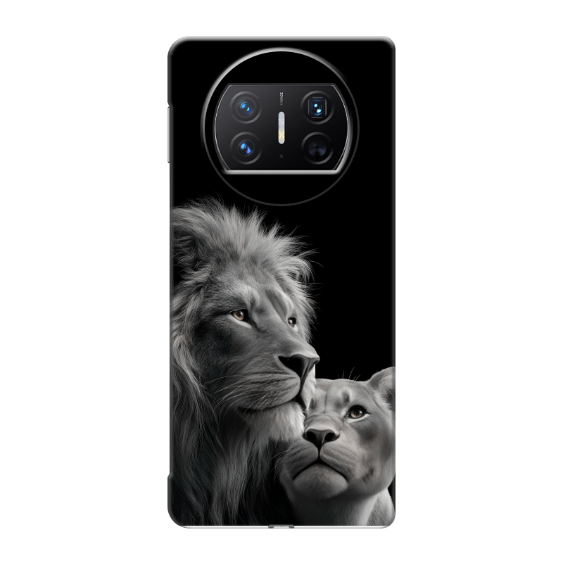Пластиковый чехол на Huawei Mate X3 с принтом Лев кошки Пластиковый чехол на Huawei Mate X3 с принтом Лев кошки
