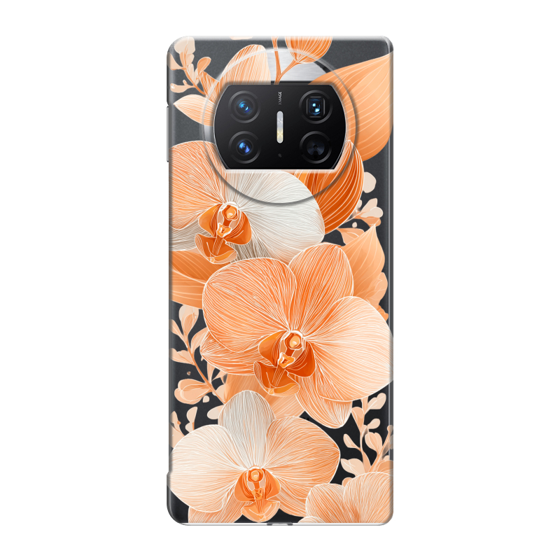 Пластиковый чехол на Huawei Mate X3 с принтом Бежевые цветы Пластиковый чехол на Huawei Mate X3 с принтом Бежевые цветы