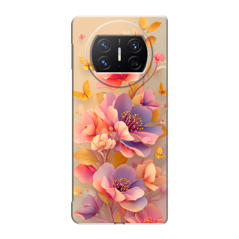 Пластиковый чехол на Huawei Mate X3 с принтом Цветы и бабочки Пластиковый чехол на Huawei Mate X3 с принтом Цветы и бабочки