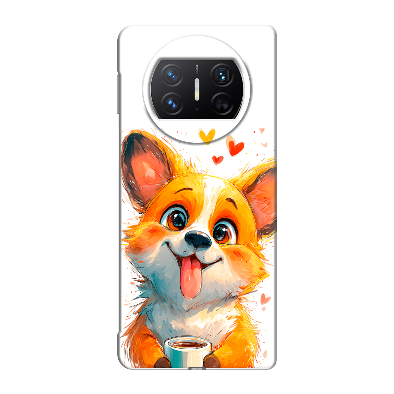 Пластиковый чехол на Huawei Mate X3 с принтом корги Пластиковый чехол на Huawei Mate X3 с принтом корги