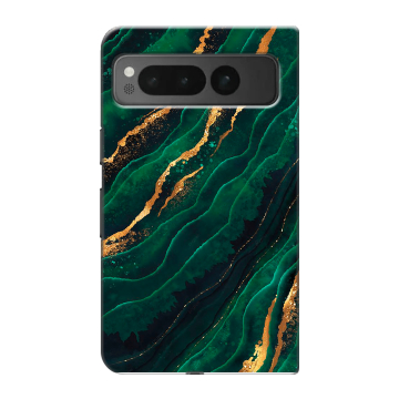Пластиковый чехол на Google Pixel Fold с принтом Мрамор зеленое золото Пластиковый чехол на Google Pixel Fold с принтом Мрамор зеленое золото