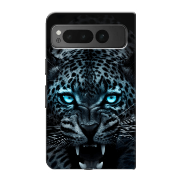 Пластиковый чехол на Google Pixel Fold с принтом Темный леопард Пластиковый чехол на Google Pixel Fold с принтом Темный леопард