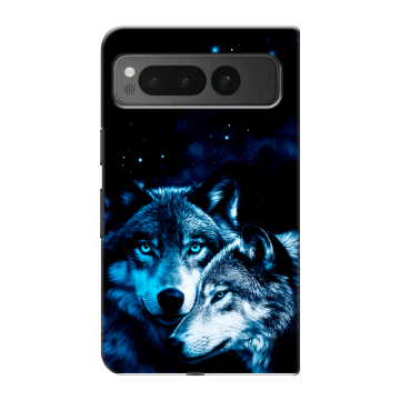 Пластиковый чехол на Google Pixel Fold с принтом Волки Пластиковый чехол на Google Pixel Fold с принтом Волки