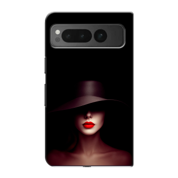 Пластиковый чехол на Google Pixel Fold с принтом Девушка в шляпе Пластиковый чехол на Google Pixel Fold с принтом Девушка в шляпе