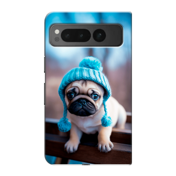 Пластиковый чехол на Google Pixel Fold с принтом Мопс в шапке Пластиковый чехол на Google Pixel Fold с принтом Мопс в шапке