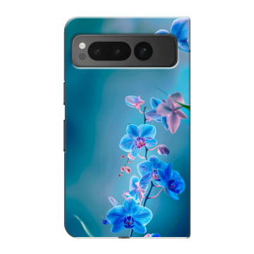 Пластиковый чехол на Google Pixel Fold с принтом Голубые цветы Пластиковый чехол на Google Pixel Fold с принтом Голубые цветы