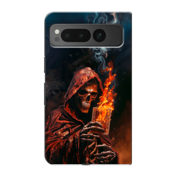 Пластиковый чехол на Google Pixel Fold с принтом Скелет и карты Пластиковый чехол на Google Pixel Fold с принтом Скелет и карты