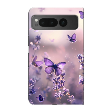 Пластиковый чехол на Google Pixel Fold с принтом бабочки и лаванда Пластиковый чехол на Google Pixel Fold с принтом бабочки и лаванда