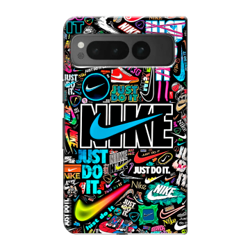 Пластиковый чехол на Google Pixel Fold с принтом найк nike черный Пластиковый чехол на Google Pixel Fold с принтом найк nike черный