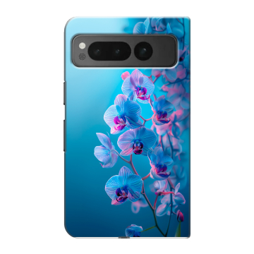 Пластиковый чехол на Google Pixel Fold с принтом голубые орхидеи Пластиковый чехол на Google Pixel Fold с принтом голубые орхидеи