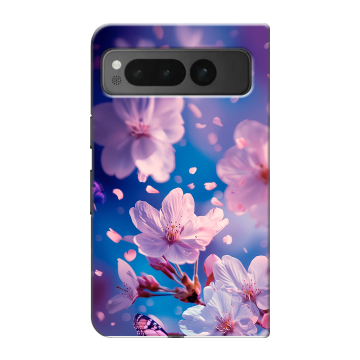 Пластиковый чехол на Google Pixel Fold с принтом цветы бабочки Пластиковый чехол на Google Pixel Fold с принтом цветы бабочки