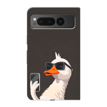 Пластиковый чехол на Google Pixel Fold с принтом утка в очках Пластиковый чехол на Google Pixel Fold с принтом утка в очках