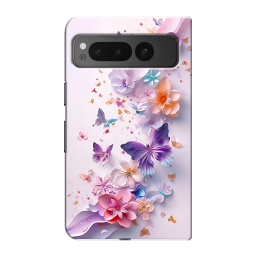 Пластиковый чехол на Google Pixel Fold с принтом цветы бабочки Пластиковый чехол на Google Pixel Fold с принтом цветы бабочки
