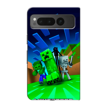 Пластиковый чехол на Google Pixel Fold с принтом Майнкрафт Пластиковый чехол на Google Pixel Fold с принтом Майнкрафт