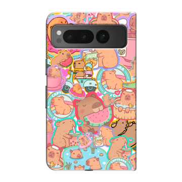 Пластиковый чехол на Google Pixel Fold с принтом капибары Пластиковый чехол на Google Pixel Fold с принтом капибары