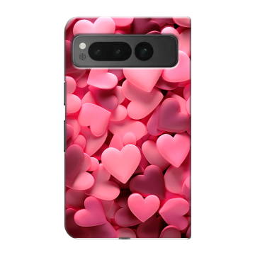 Пластиковый чехол на Google Pixel Fold с принтом розовые сердечки Пластиковый чехол на Google Pixel Fold с принтом розовые сердечки