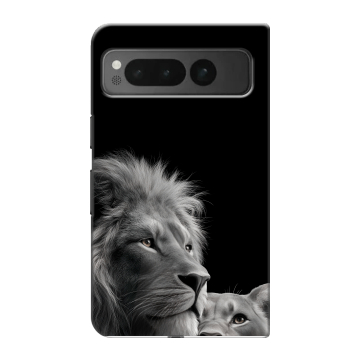 Пластиковый чехол на Google Pixel Fold с принтом Лев кошки Пластиковый чехол на Google Pixel Fold с принтом Лев кошки
