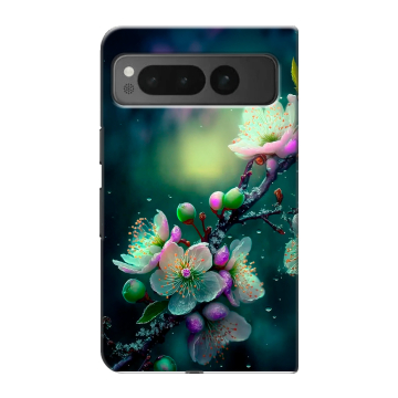 Пластиковый чехол на Google Pixel Fold с принтом Цветы и мрамор Пластиковый чехол на Google Pixel Fold с принтом Цветы и мрамор
