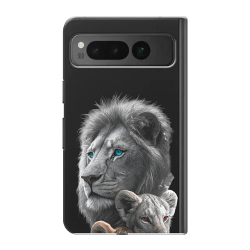 Пластиковый чехол на Google Pixel Fold с принтом Львы Пластиковый чехол на Google Pixel Fold с принтом Львы