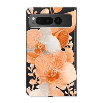 Пластиковый чехол на Google Pixel Fold с принтом Бежевые цветы Пластиковый чехол на Google Pixel Fold с принтом Бежевые цветы