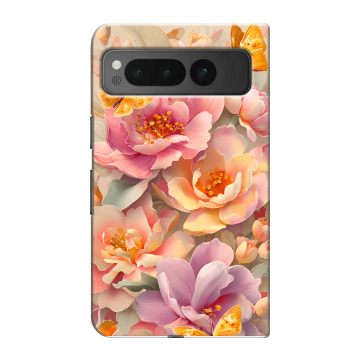 Пластиковый чехол на Google Pixel Fold с принтом Цветы и бабочки Пластиковый чехол на Google Pixel Fold с принтом Цветы и бабочки