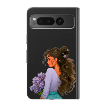 Пластиковый чехол на Google Pixel Fold с принтом девушка цветы Пластиковый чехол на Google Pixel Fold с принтом девушка цветы