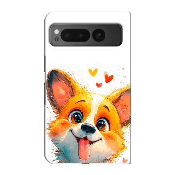 Пластиковый чехол на Google Pixel Fold с принтом корги Пластиковый чехол на Google Pixel Fold с принтом корги