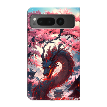 Пластиковый чехол на Google Pixel Fold с принтом Дракон Японский Пластиковый чехол на Google Pixel Fold с принтом Дракон Японский