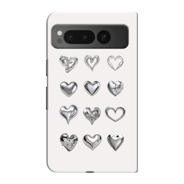 Пластиковый чехол на Google Pixel Fold с принтом Y2K сердечки Пластиковый чехол на Google Pixel Fold с принтом Y2K сердечки