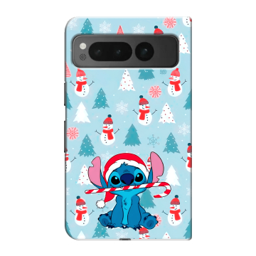 Пластиковый чехол на Google Pixel Fold с принтом Стич Новый год Пластиковый чехол на Google Pixel Fold с принтом Стич Новый год