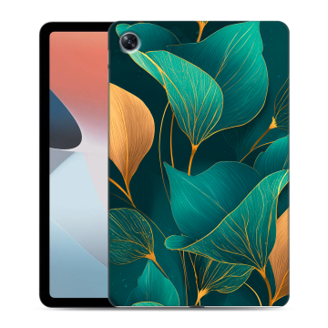 Силиконовый чехол на OPPO Pad Air с принтом Листья и золото